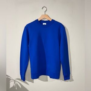 Zara Royal Blue Cotton Crewneck Fleece Pullover